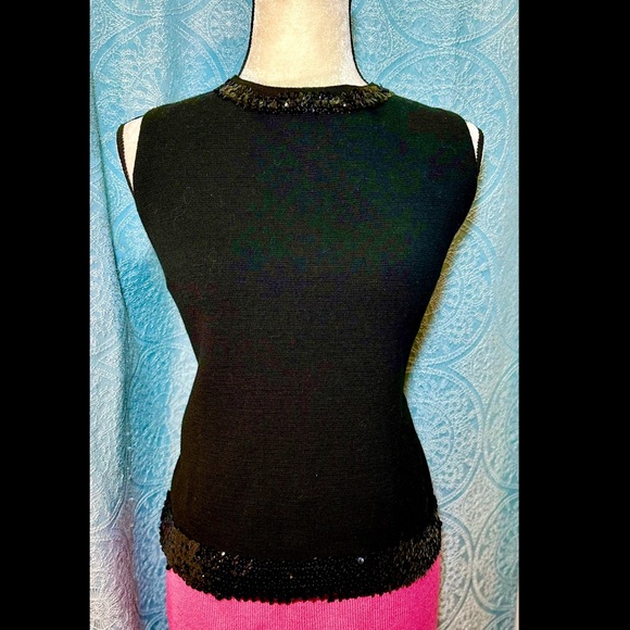 Vintage Tops - Vintage 60’s Huddlespun Sequin Detailed Wool Sleeveless Top